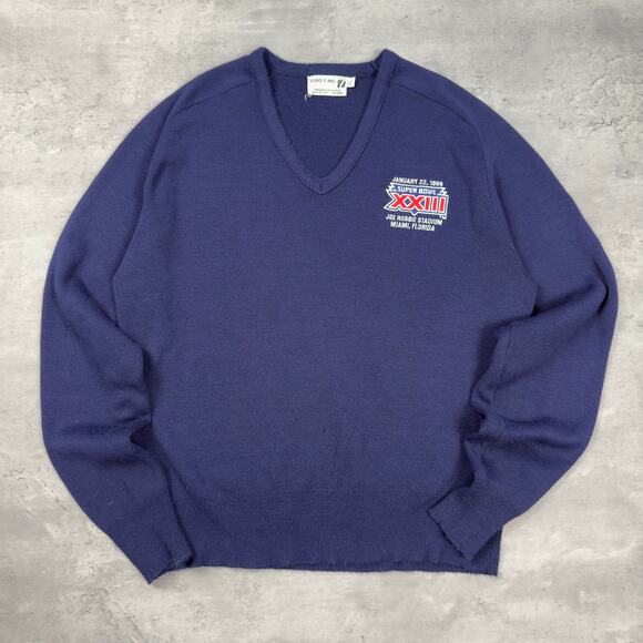 Vintage Logo 7 Super Bowl XXIII 1989 V Neck Sweater - Picture 1 of 6